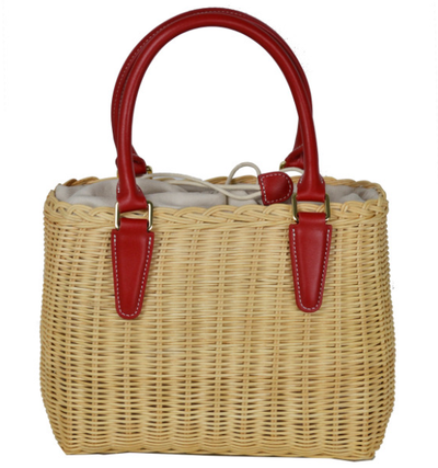 Beige Italian Paglia Lined Beach Basket Bag