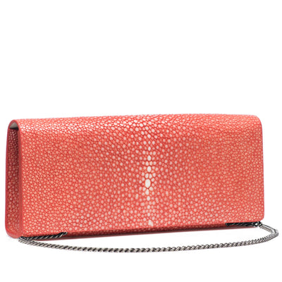 Cleo Shagreen Clutch, Coffee