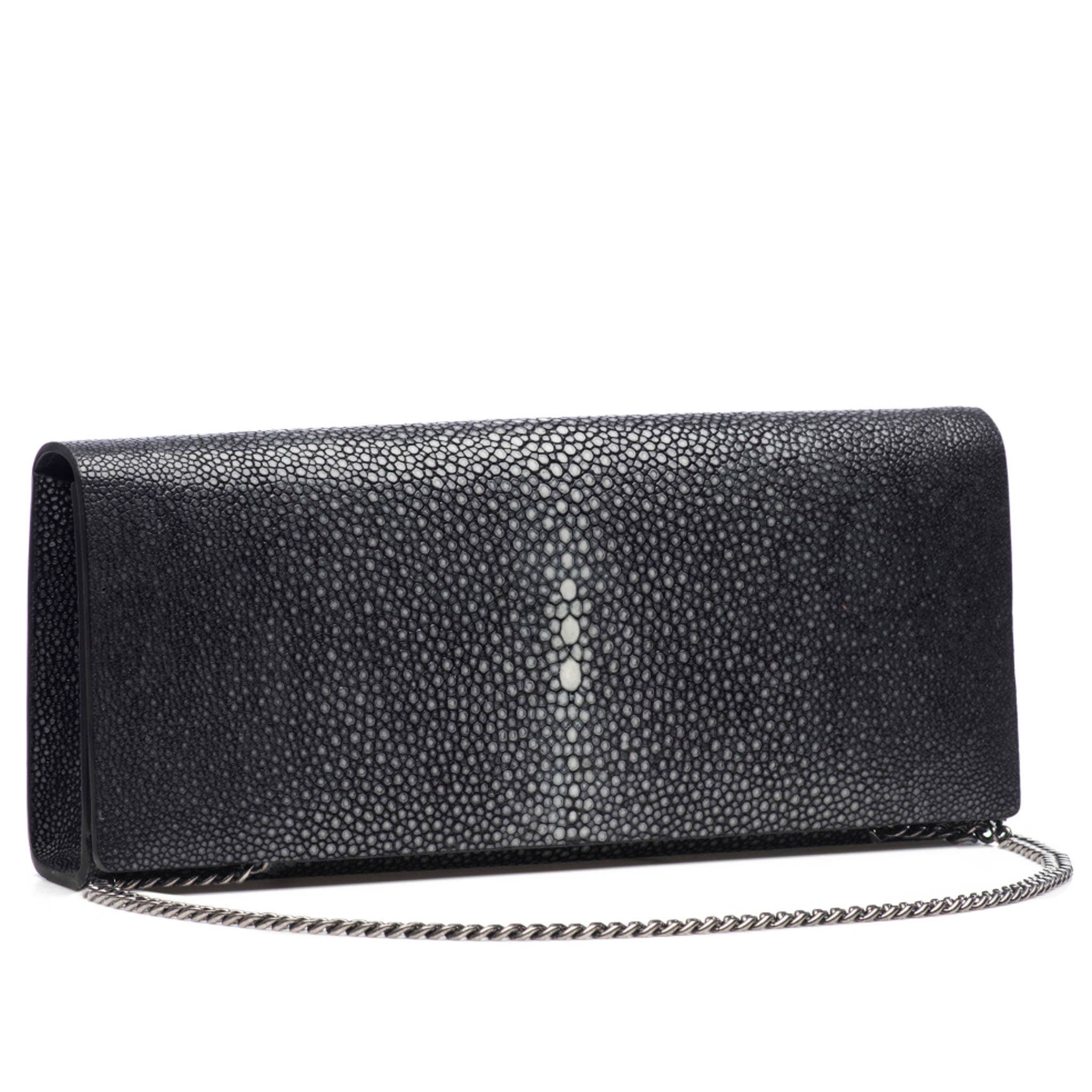 Cleo Shagreen Clutch, Coffee