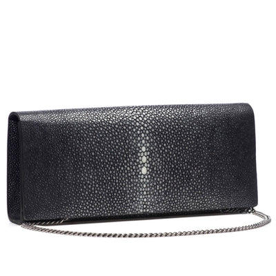 Cleo Shagreen Clutch, Coffee