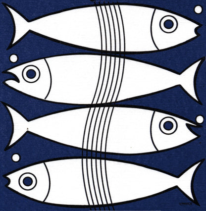 Cocktail Napkin, Fish  - Françoise Paviot (20 count, 5in sq)