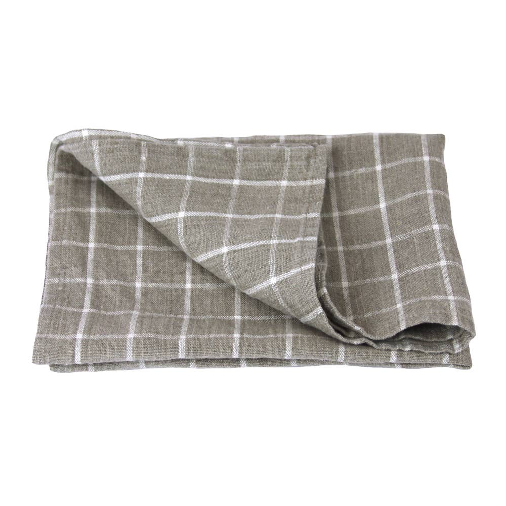 Natural Striped Linen Hand Towel, Stonewashed