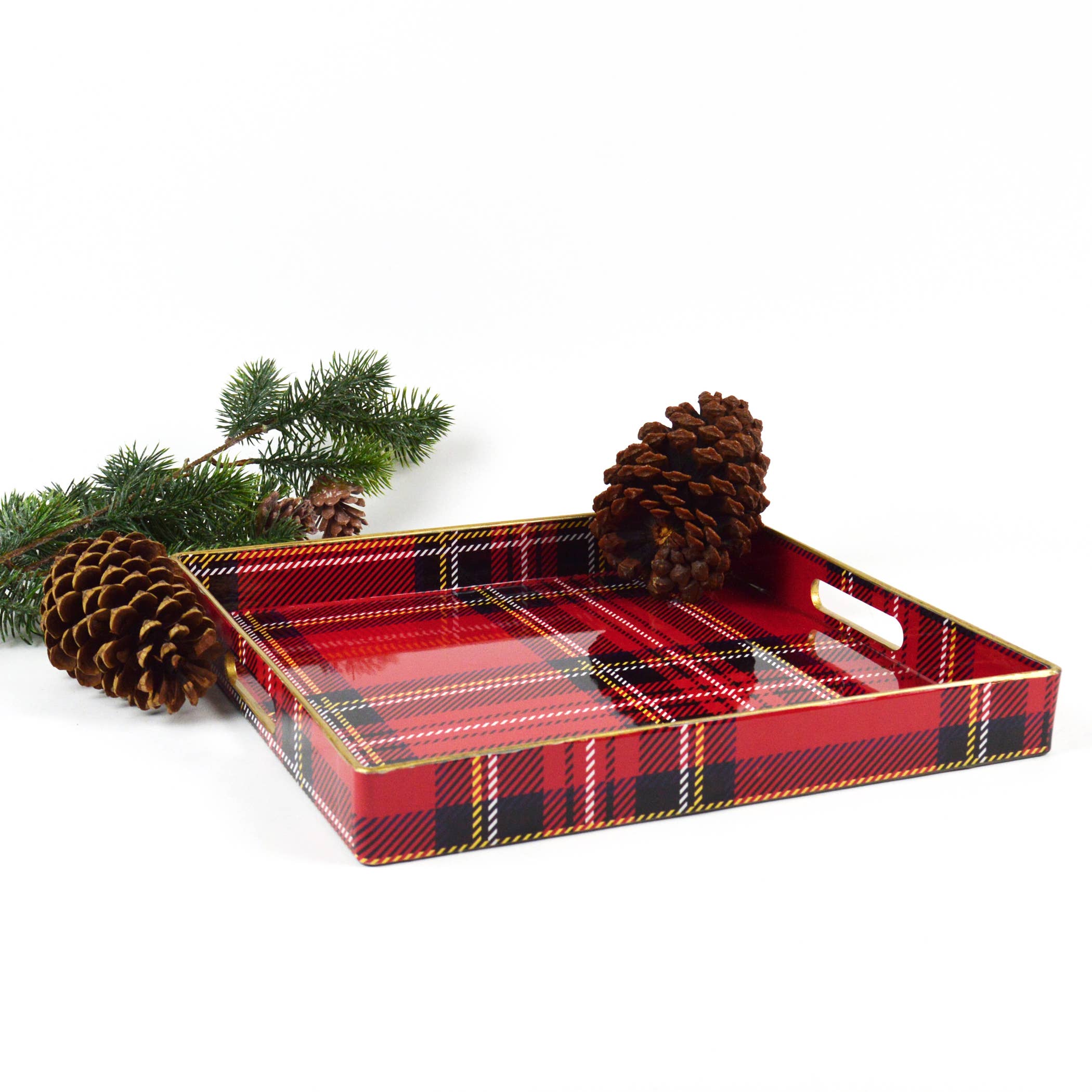 Red Plaid Square Tray - Thumbnail 2
