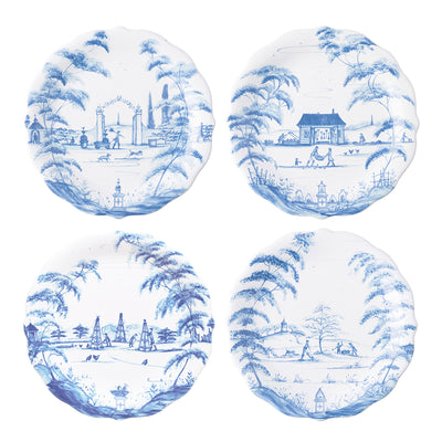 Country Estate Party Plate Assorted Set/4 - Delft Blue