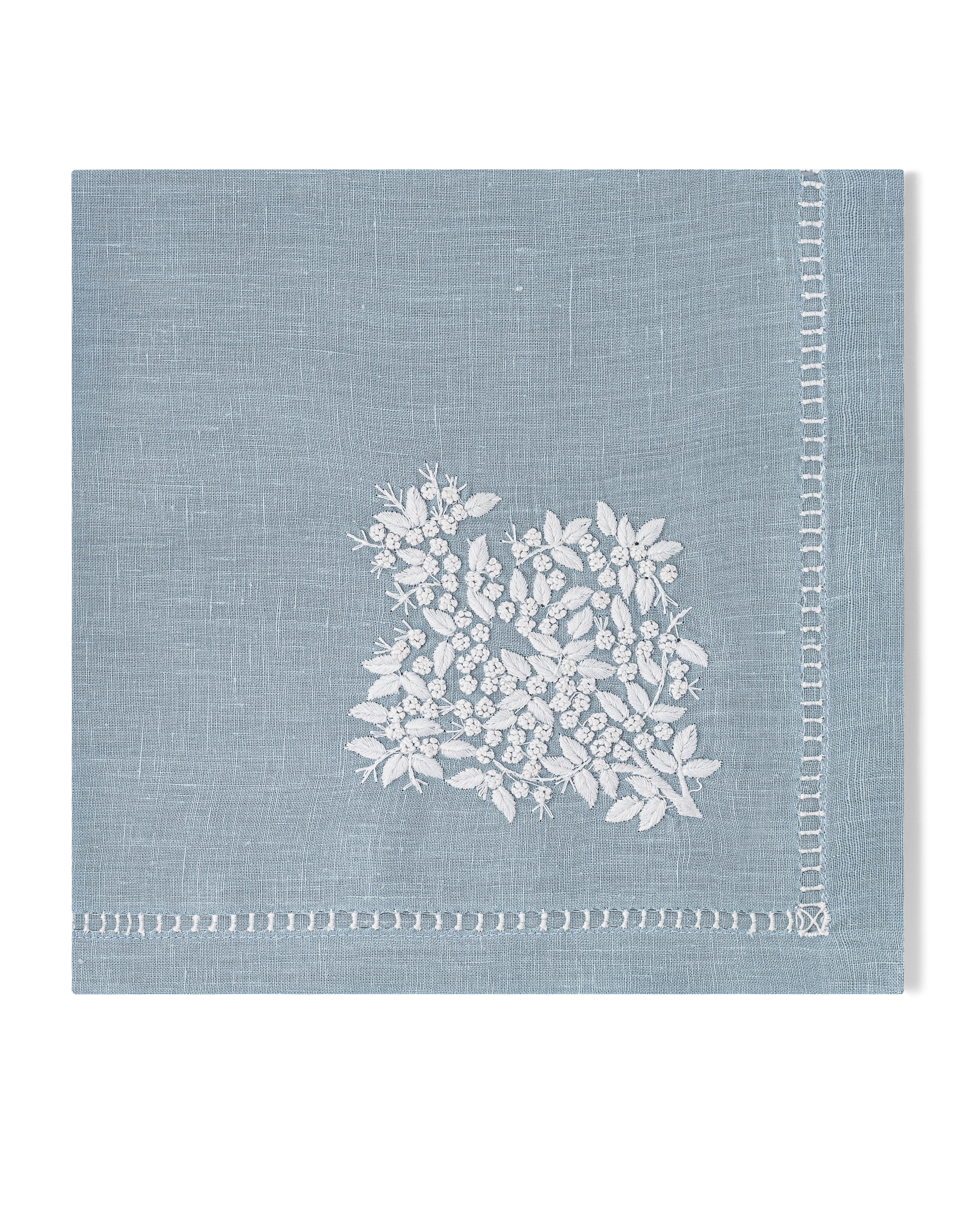 Linen Dinner Napkin, White on Taupe