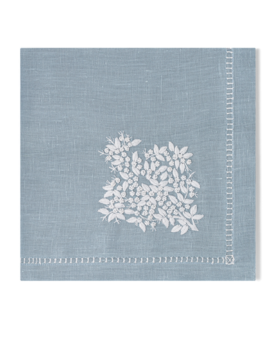 Linen Dinner Napkin, White on Taupe