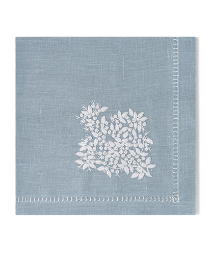Linen Dinner Napkin, White on Taupe