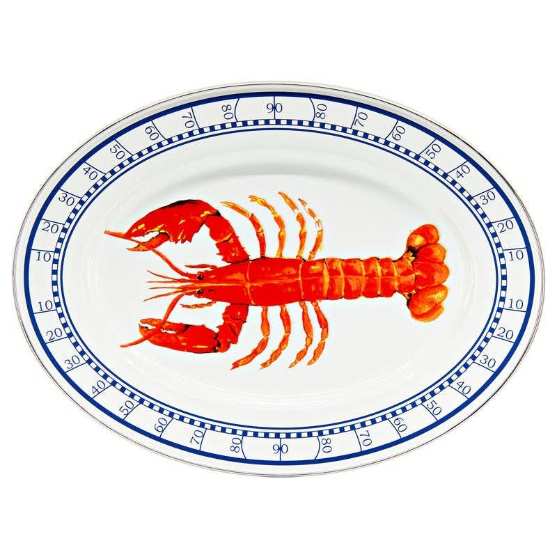 Golden Rabbit Enamelware Lobster Oval Platter