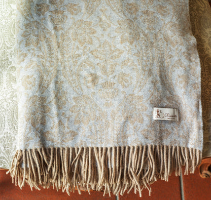 Wool Throw, Beige - Busatti (55in x 70in / 140cm x 170cm)