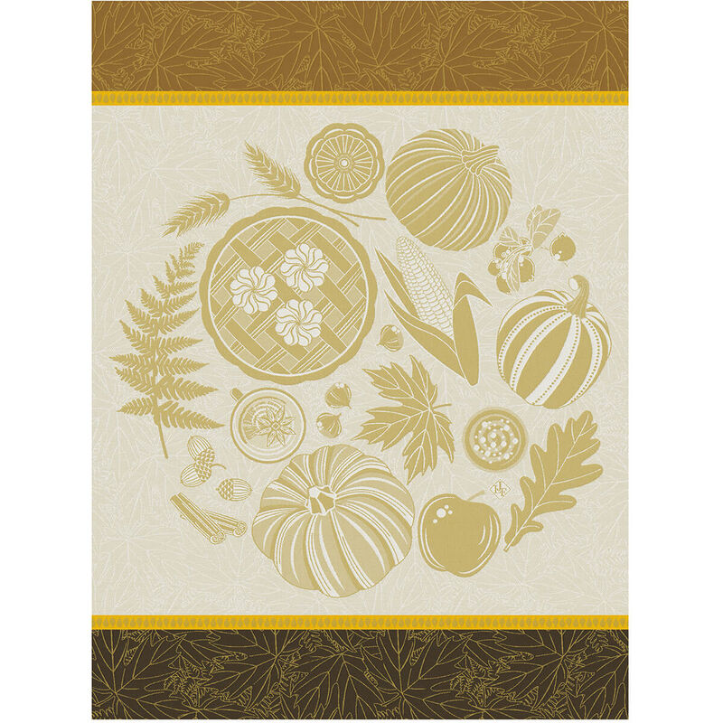 Tea Towel Thanksgiving, Yellow - Le Jacquard Français (24in x 31in)