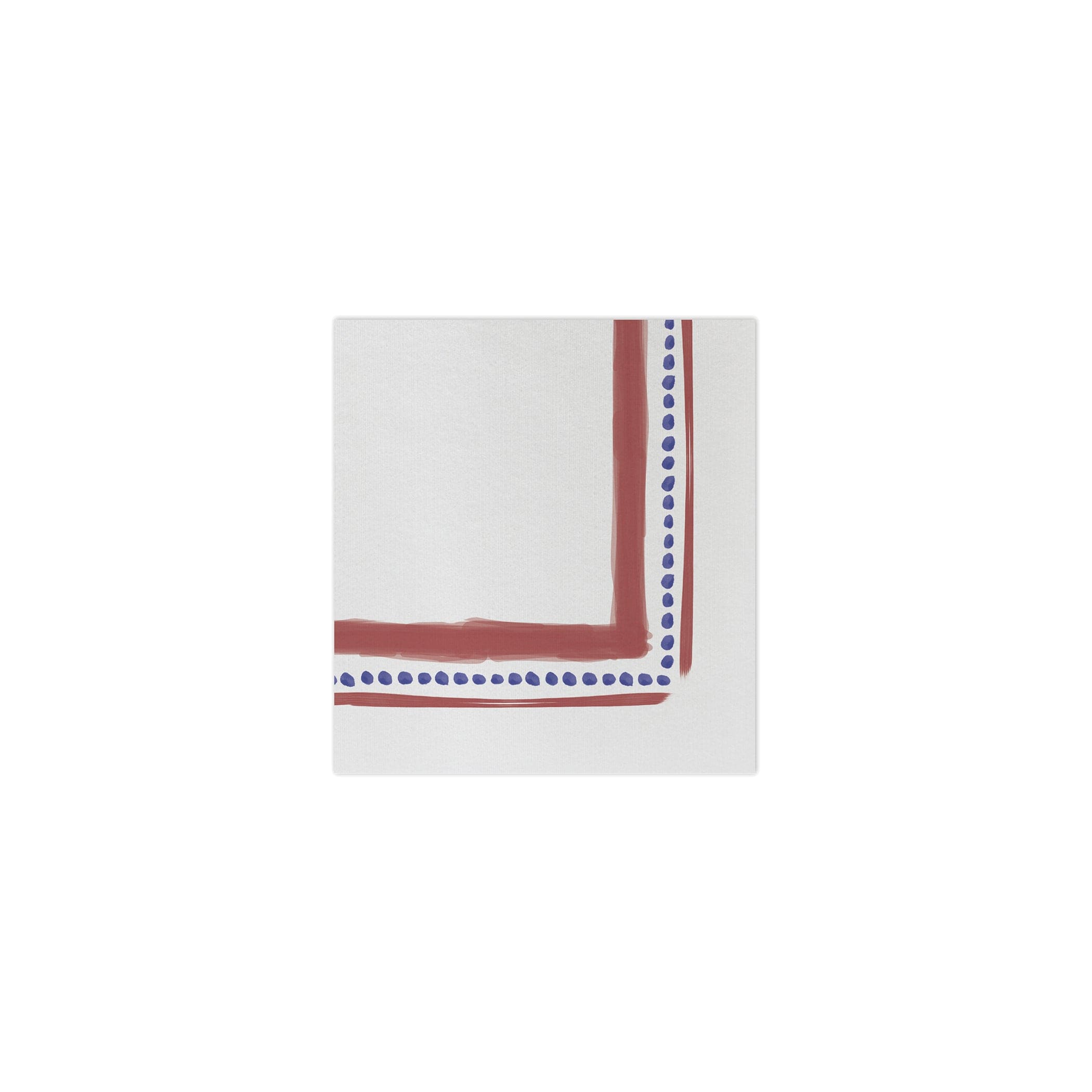 Red Campagna Papersoft cocktail napkin by Vietri — terracotta painted border with cobalt dots