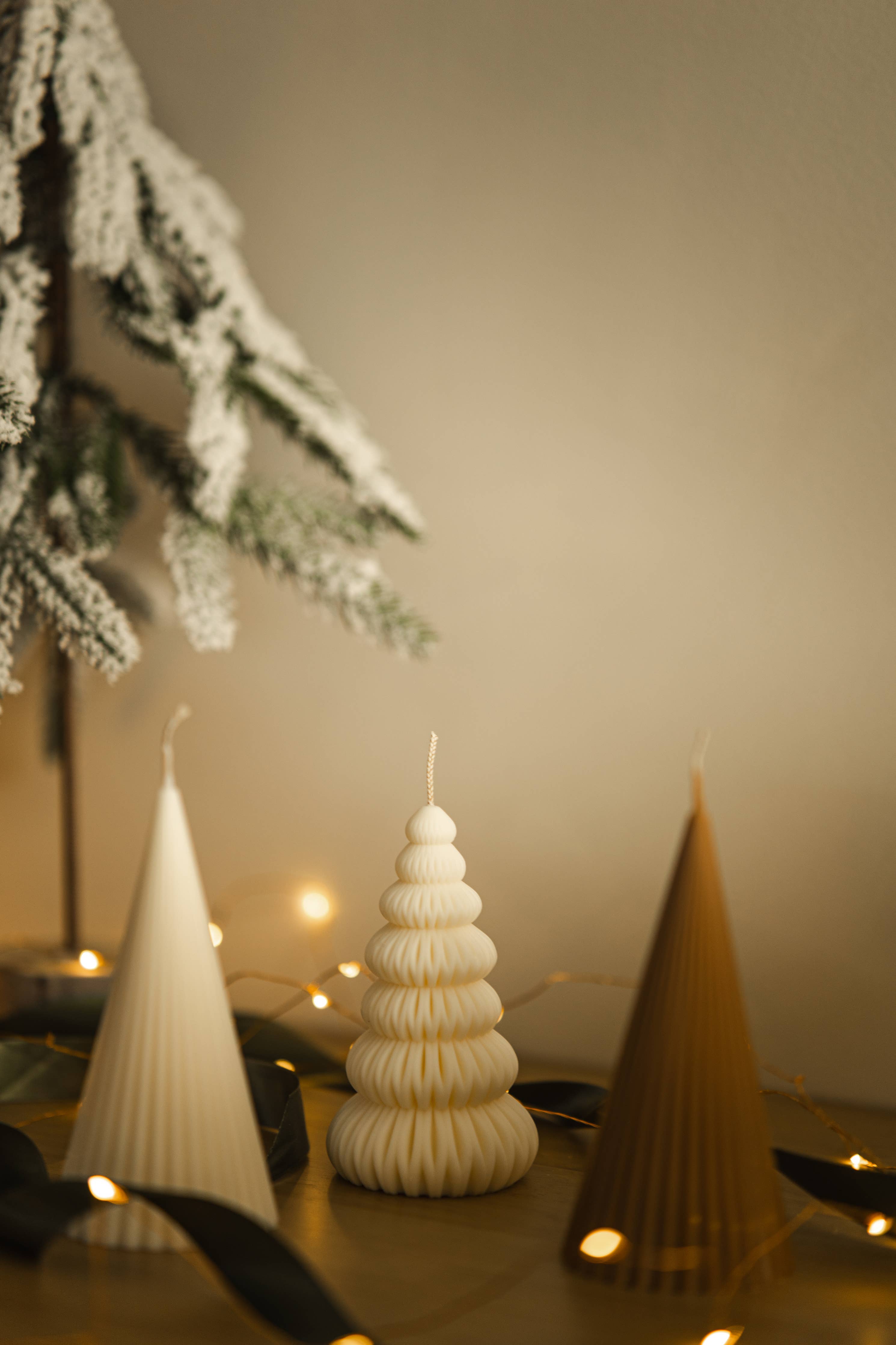 Green Ruffle Christmas Tree Candle (Unscented)