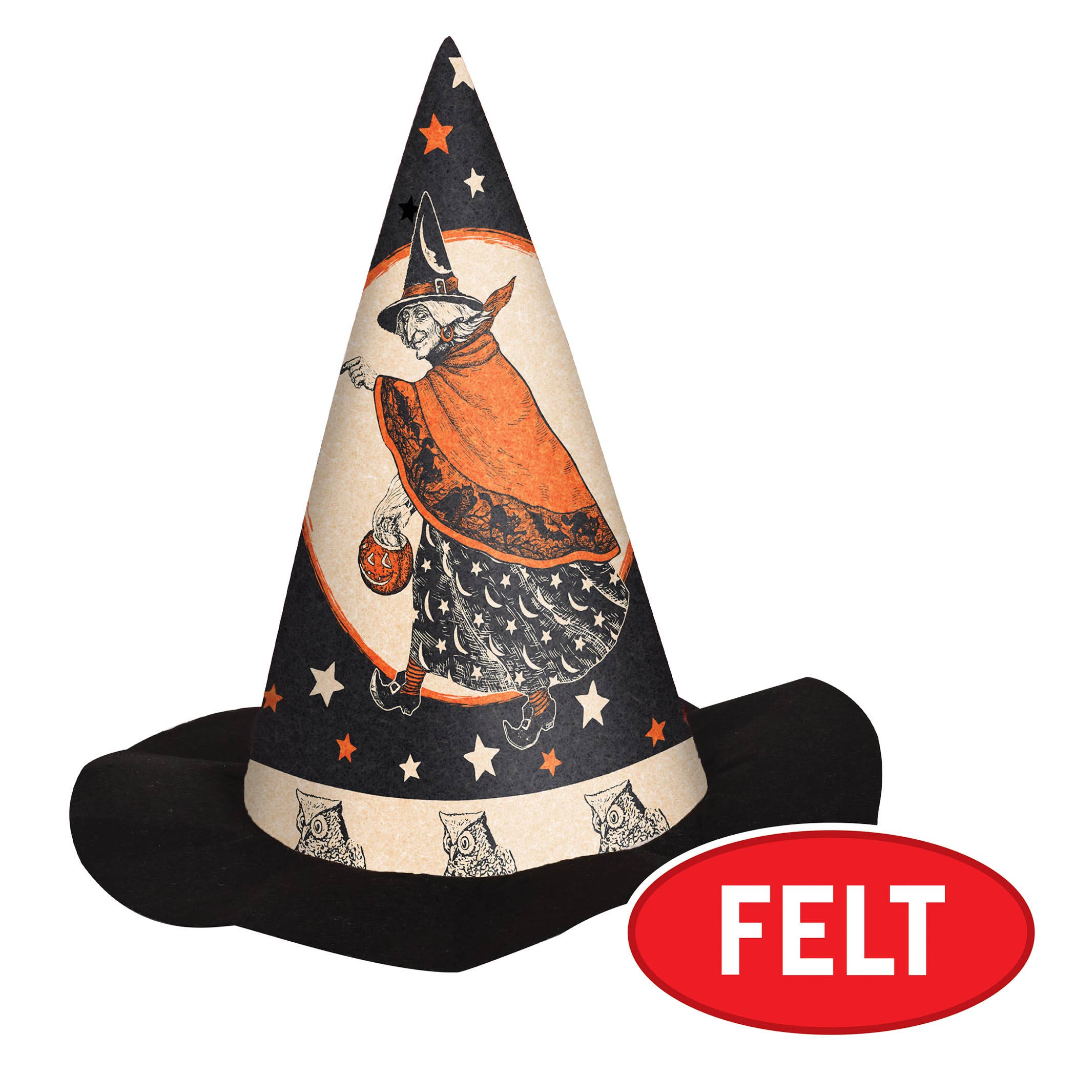 Vintage Halloween Felt Witch Hat (One Size)