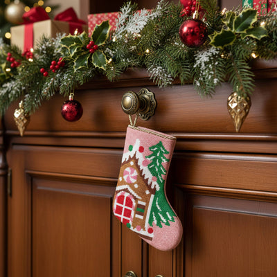 Gingerbread House Embroidered Mini Stocking