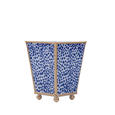 Shagreen Enameled Square Cachepot Planter, Blue & White (6-in)