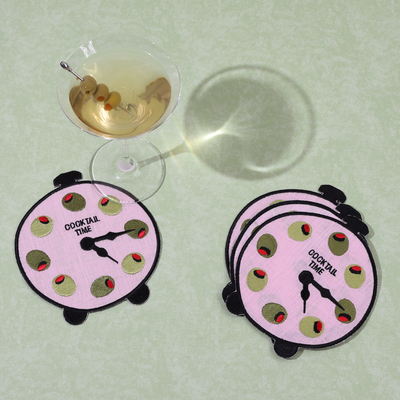 Cocktail Time Linen Cocktail Napkins, Set of 4 - House of Gleason