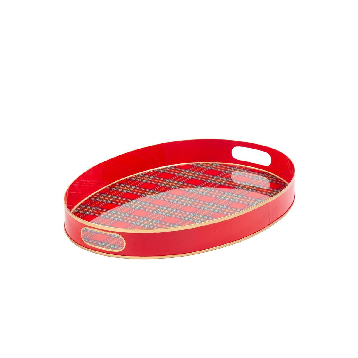 Tartan Plaid Enameled Olivia Tray - Jaye's Studio (Oval 14in x 20in)