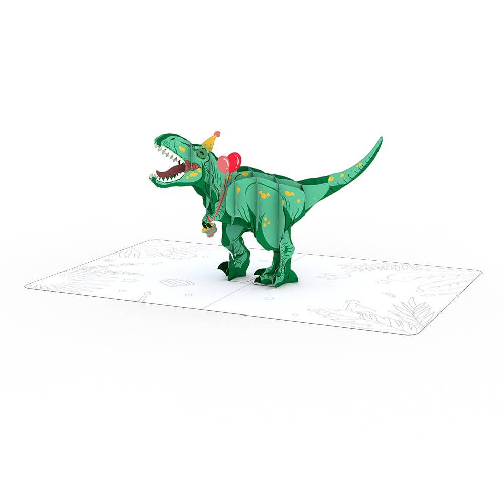 Playpop Card 4.5in x 5.9in T-Rex Birthday, Pop-Up Card