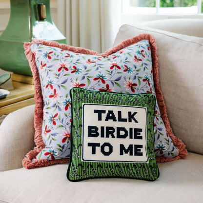Talk Birdie To Me Needlepoint Pillow - Furbish Studios