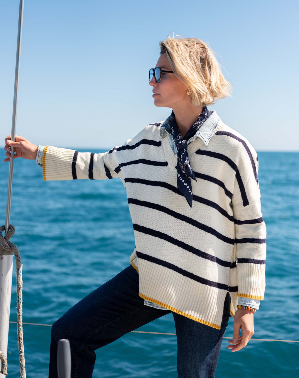 Montauk V-neck Sweater, Eden (One Size) - MERSEA