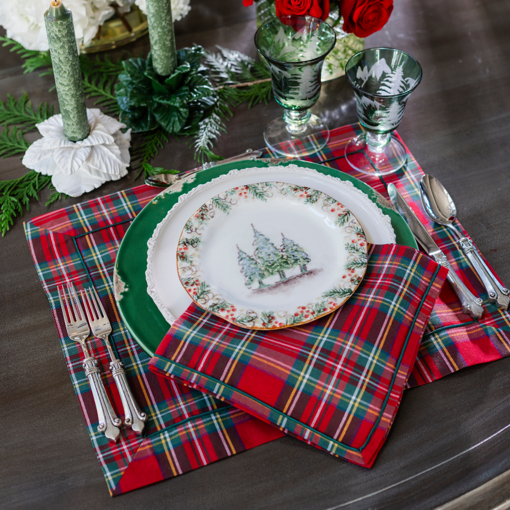 Tartan Red Italian Cotton Napkins, Set of 4 - Arte Italica