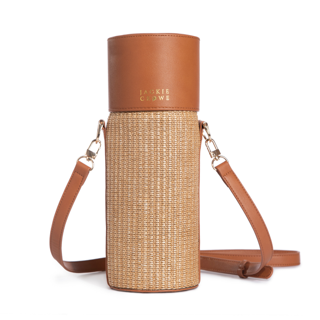 Jackie Wine Crossbody, Cognac - Jackie Crowe (5in dia x 13in h)