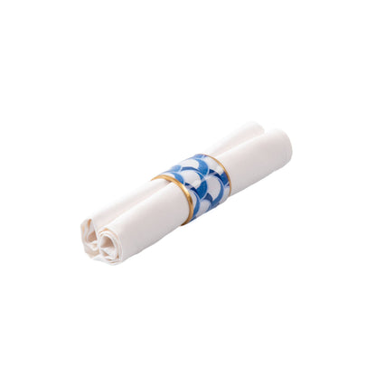 Scales Enameled Napkin Ring, Blue (Set of 4)