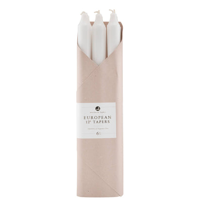Taper Candles, Pure White - 12in (6 tapers)
