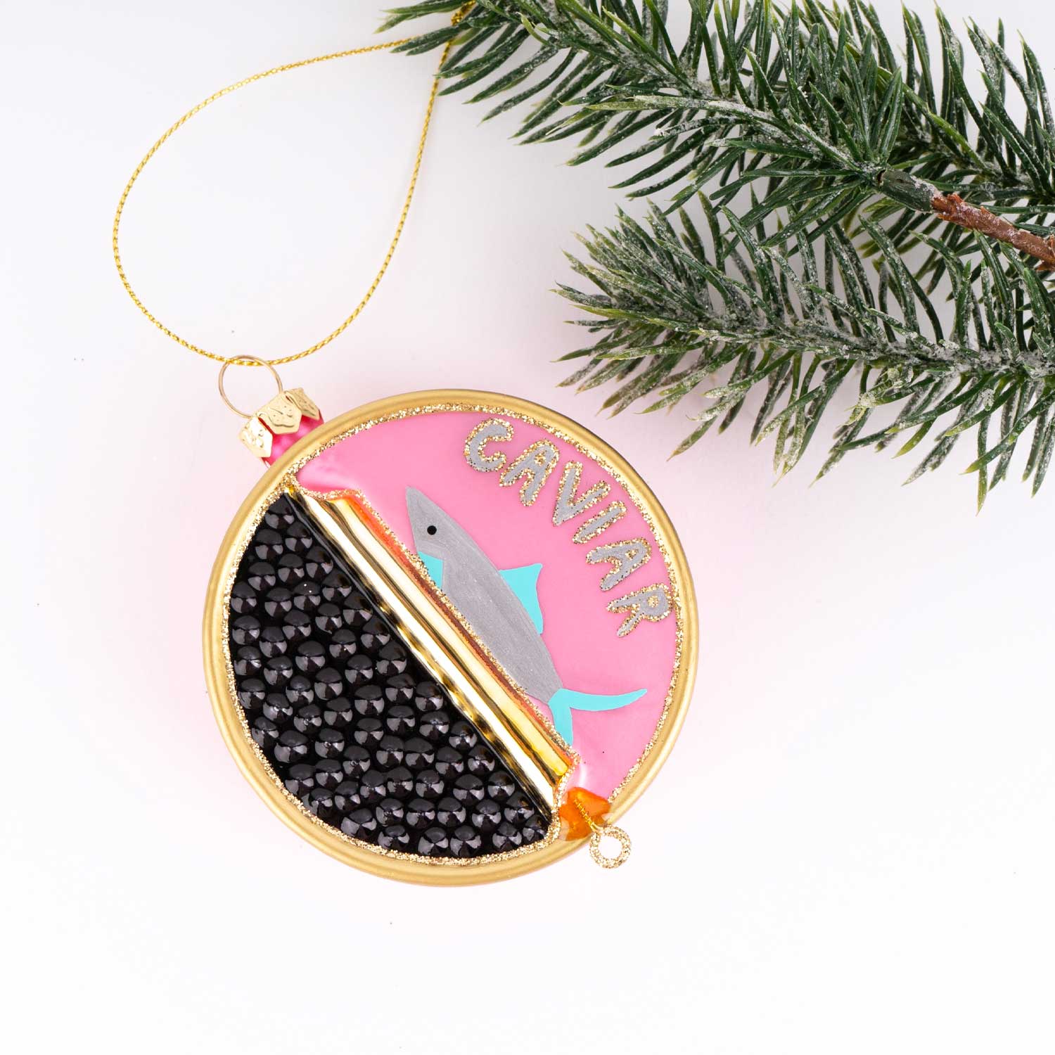 Caviar Tin Glass Ornament