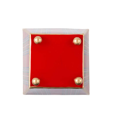Cachepot, Tartan Plaid Enameled Square Planter - Jaye's Studio (4in)