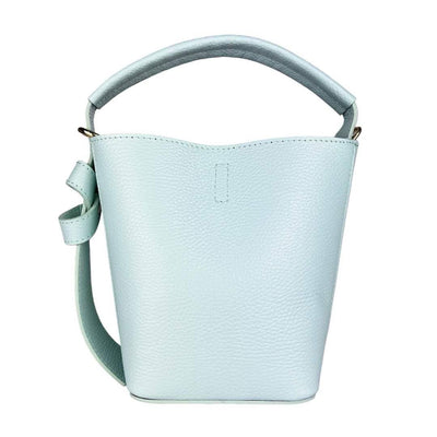 Light Blue Mini Bucket Bag, Leather