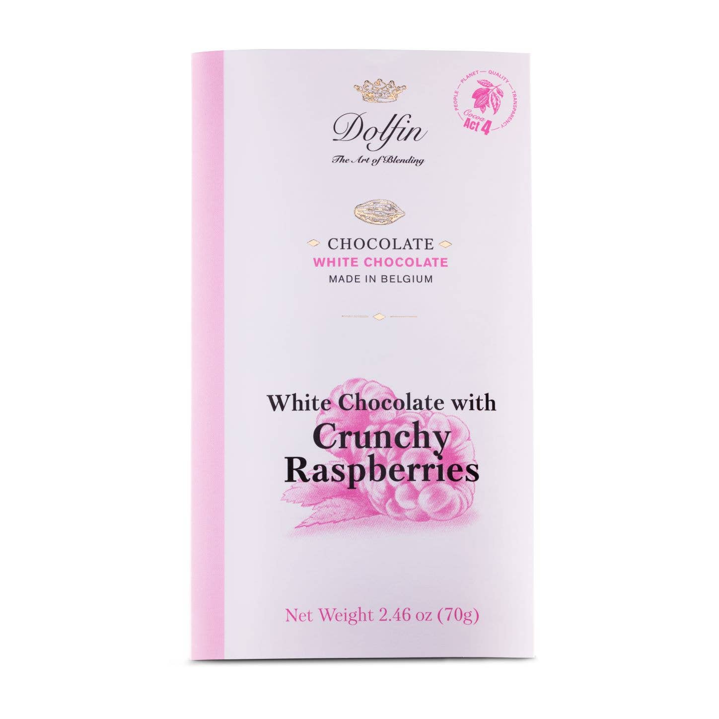 White Chocolate Bar with Raspberries - Dolfin (2.5oz / 70g)