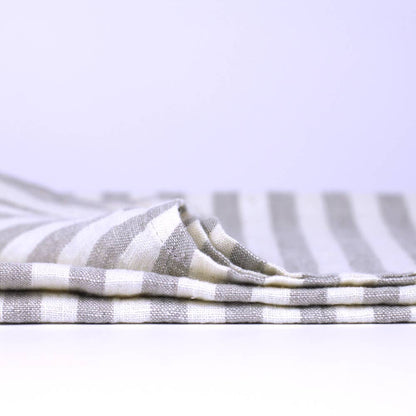 Natural Striped Linen Hand Towel, Stonewashed