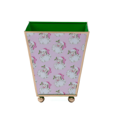 Cachepot, Jolly Santa Enameled Square Planter, Light Pink - Jaye's Studio (6in)