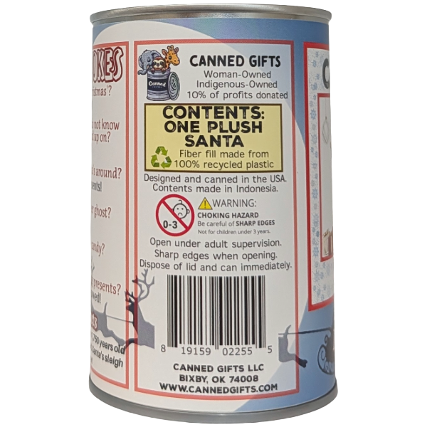 Canned Plush Jolly St. Nick, Foil Lid