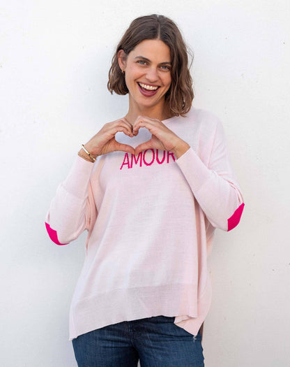 Amour Sweater, Navy Stripe Heart (One Size)