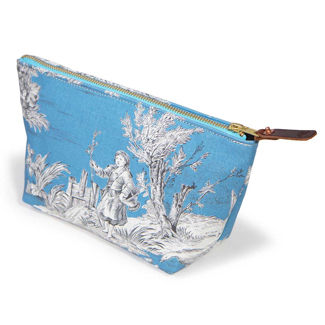 Vintage Cerulean Toile Travel Clutch