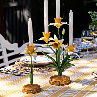 Meadow Walk Daffodil 14" Centerpiece Candelabra - Yellow