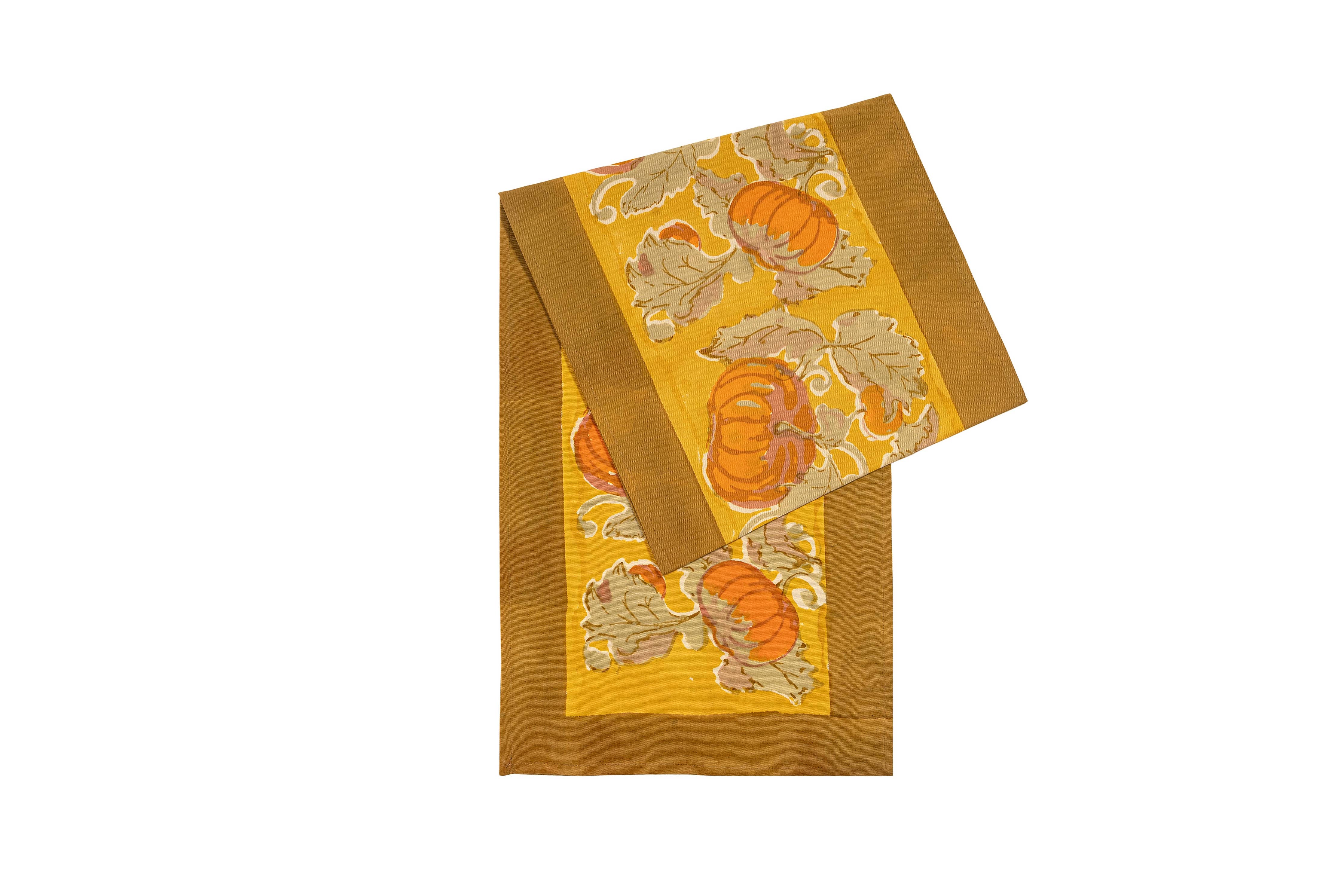 Table Runner Pumpkin Orange & Mustard - Couleur Nature Paris (16in x 72in)