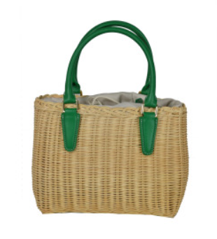 Beige Italian Paglia Lined Beach Basket Bag