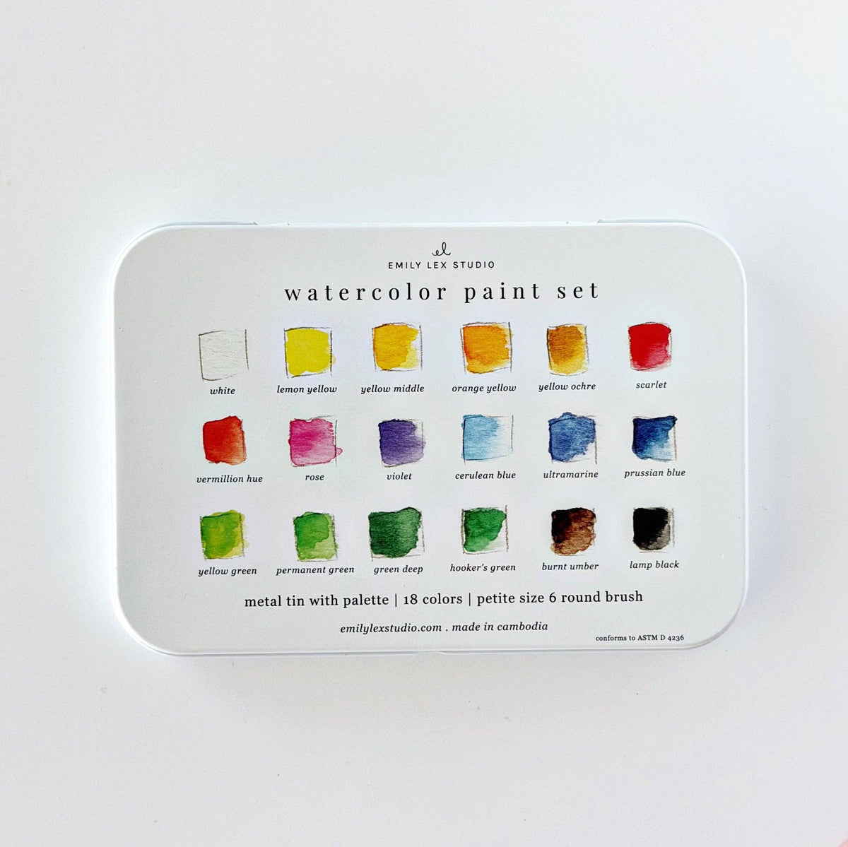 Watercolor Paint Set, 18 Colors with Brush