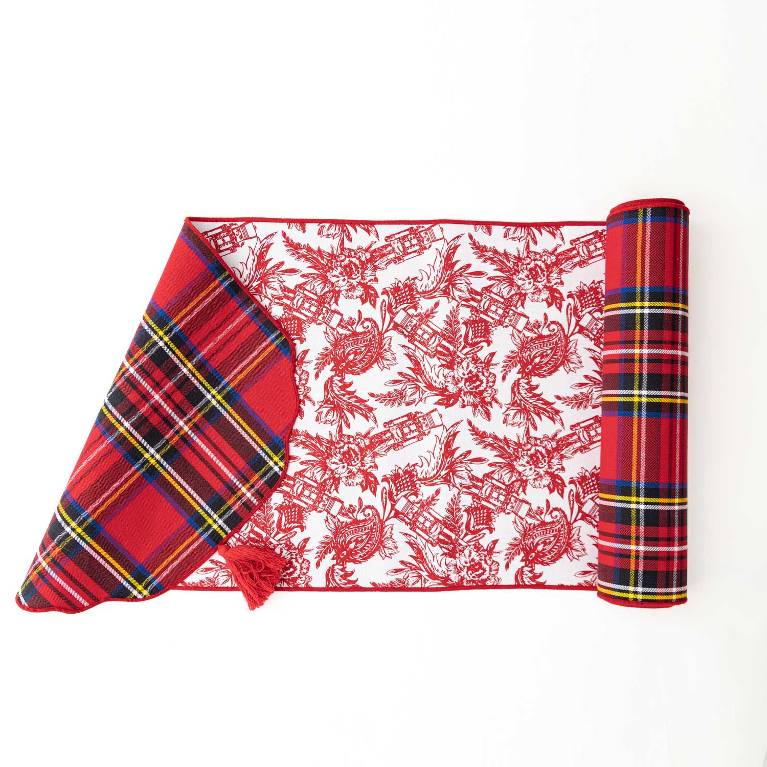 Nutcracker Toile Reversible Tassel Table Runner (16in x 108in)