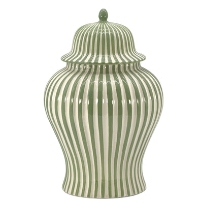 Green & White Candy Cane Striped Ceramic Vase, 18in