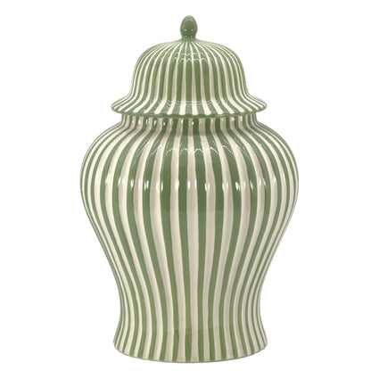 Green & White Candy Cane Striped Ceramic Vase, 18in