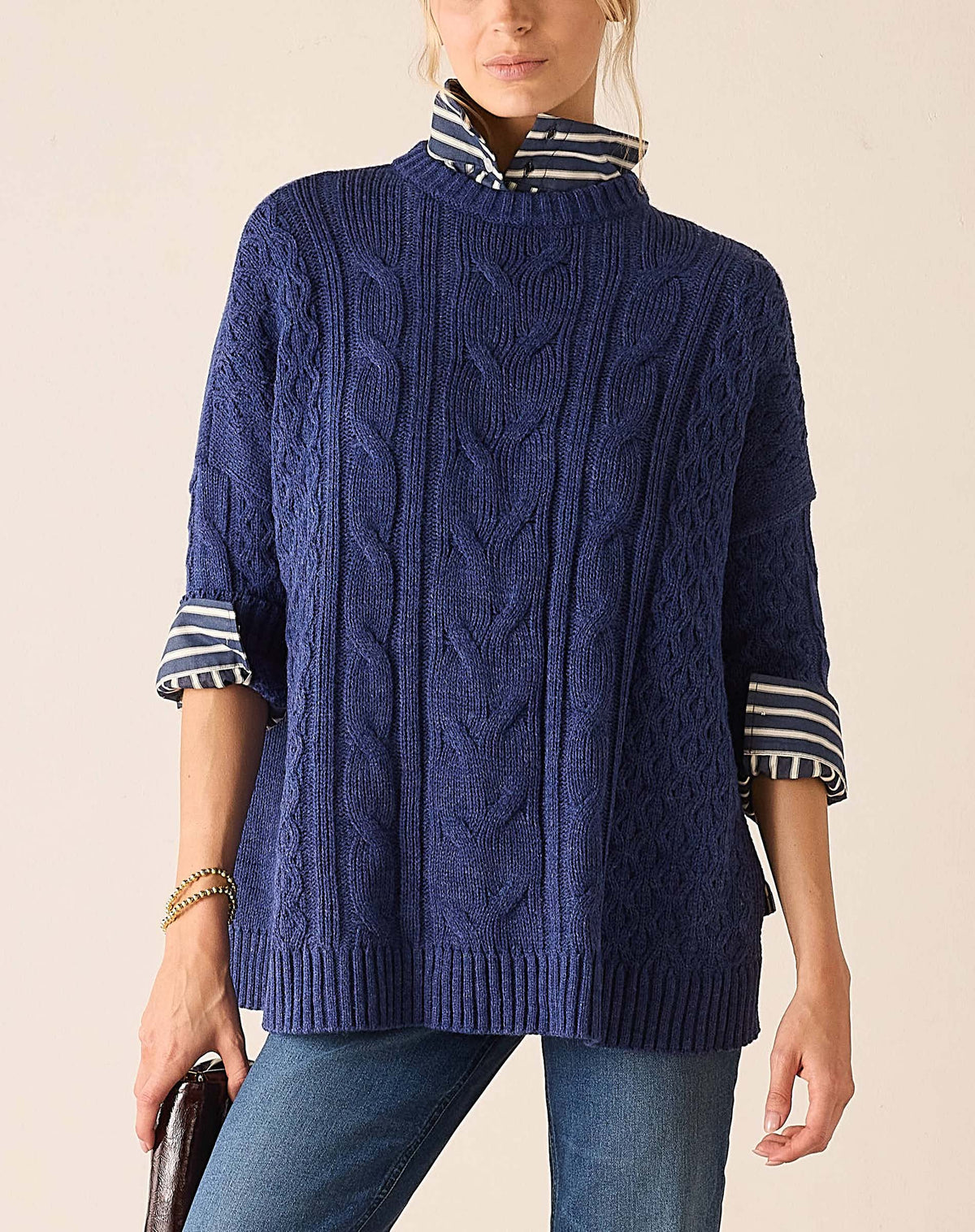 Cotswold Cableknit Sweater, Dusk (One Size) - MERSEA