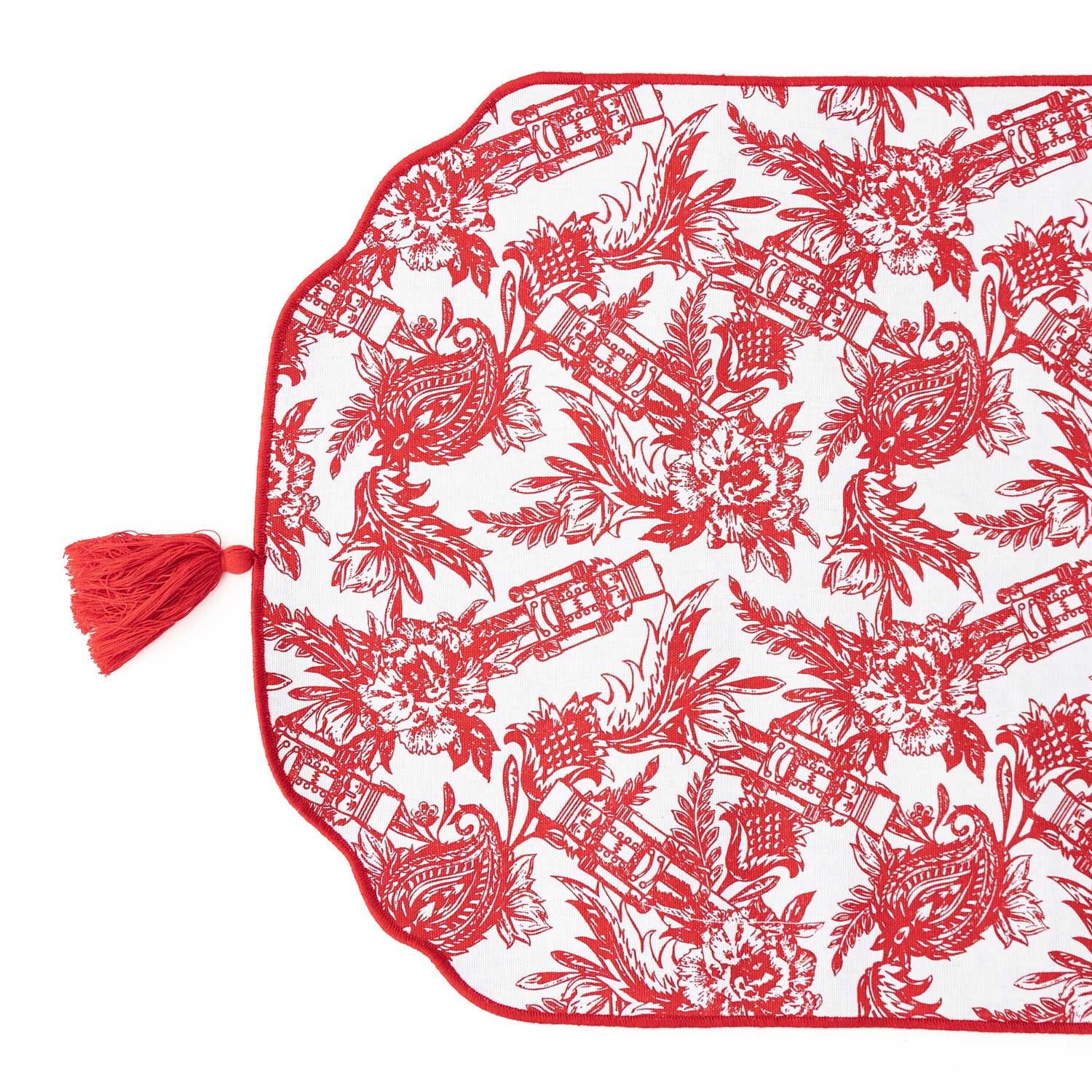 Nutcracker Toile Reversible Tassel Table Runner (16in x 108in)