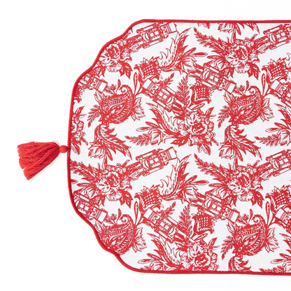 Nutcracker Toile Reversible Tassel Table Runner (16in x 108in)