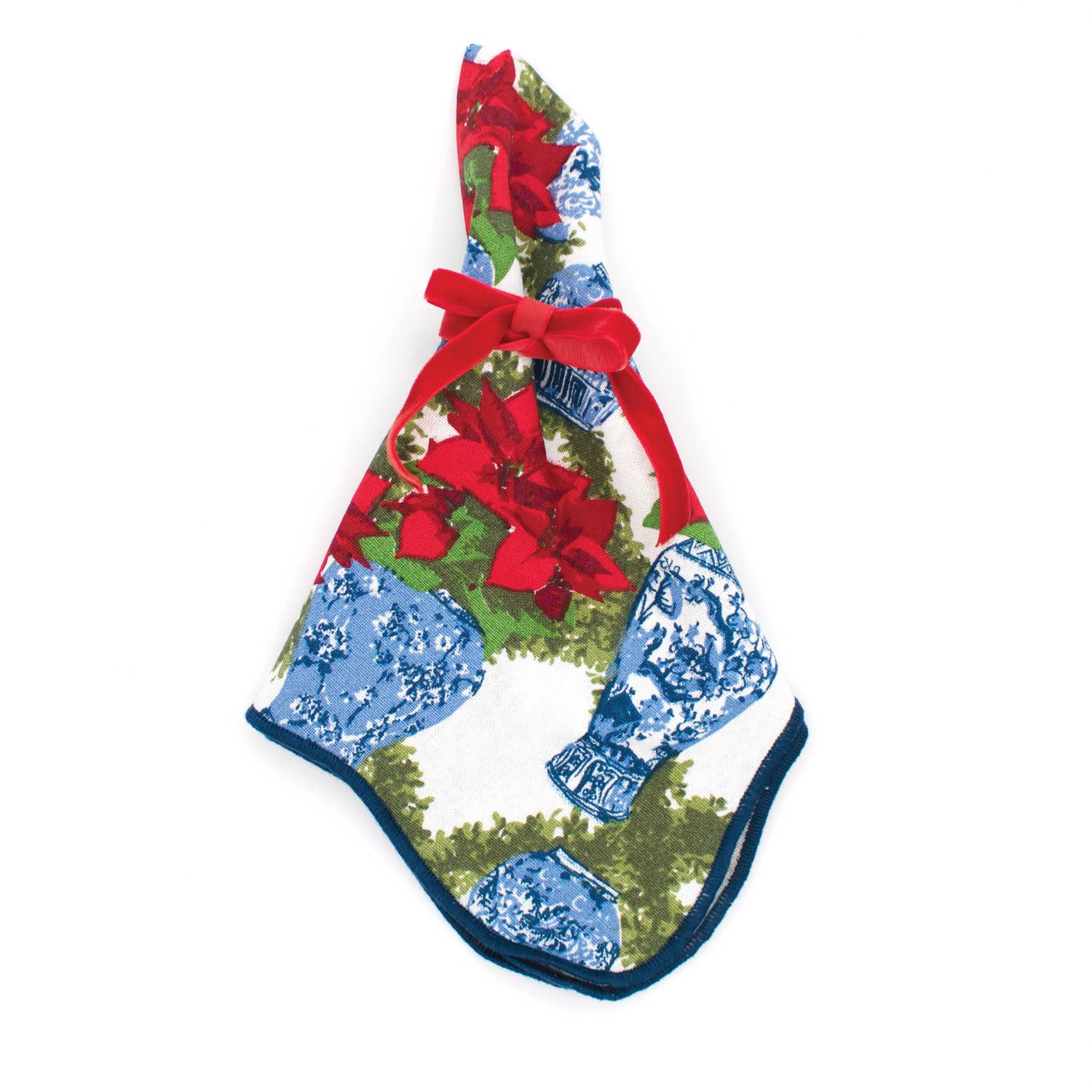 Poinsettias Scalloped Dinner Napkin, Set of 6 (18in sq)