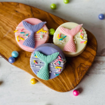 Mermaid Inspired Chocolate Covered Oreos, Pink/Teal