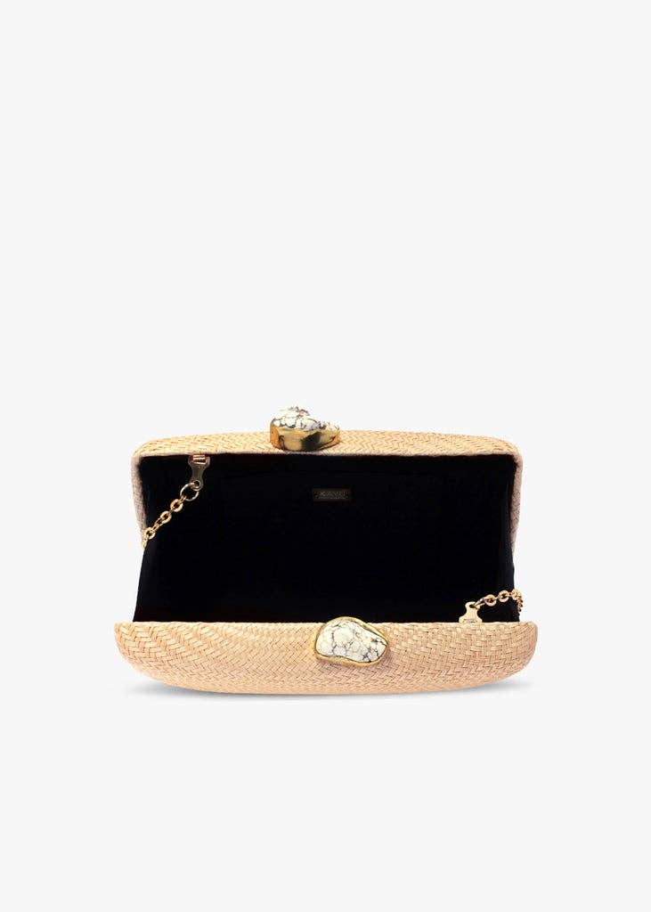 Jen White Stones Clutch, Black - Kayu